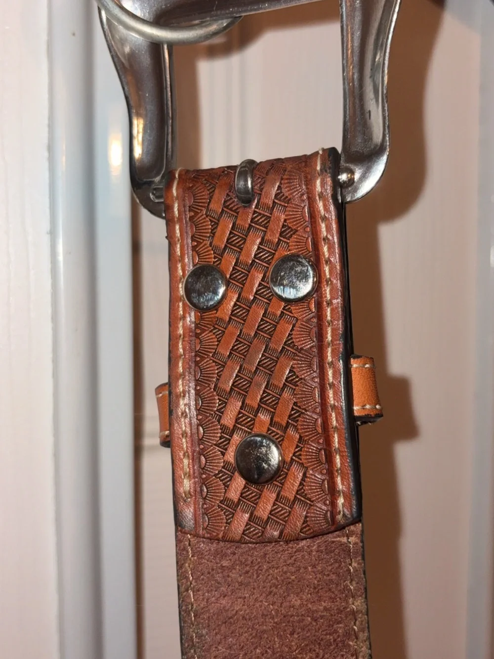 Nocona Brown Leather Accent Strap with Turquoise Stones